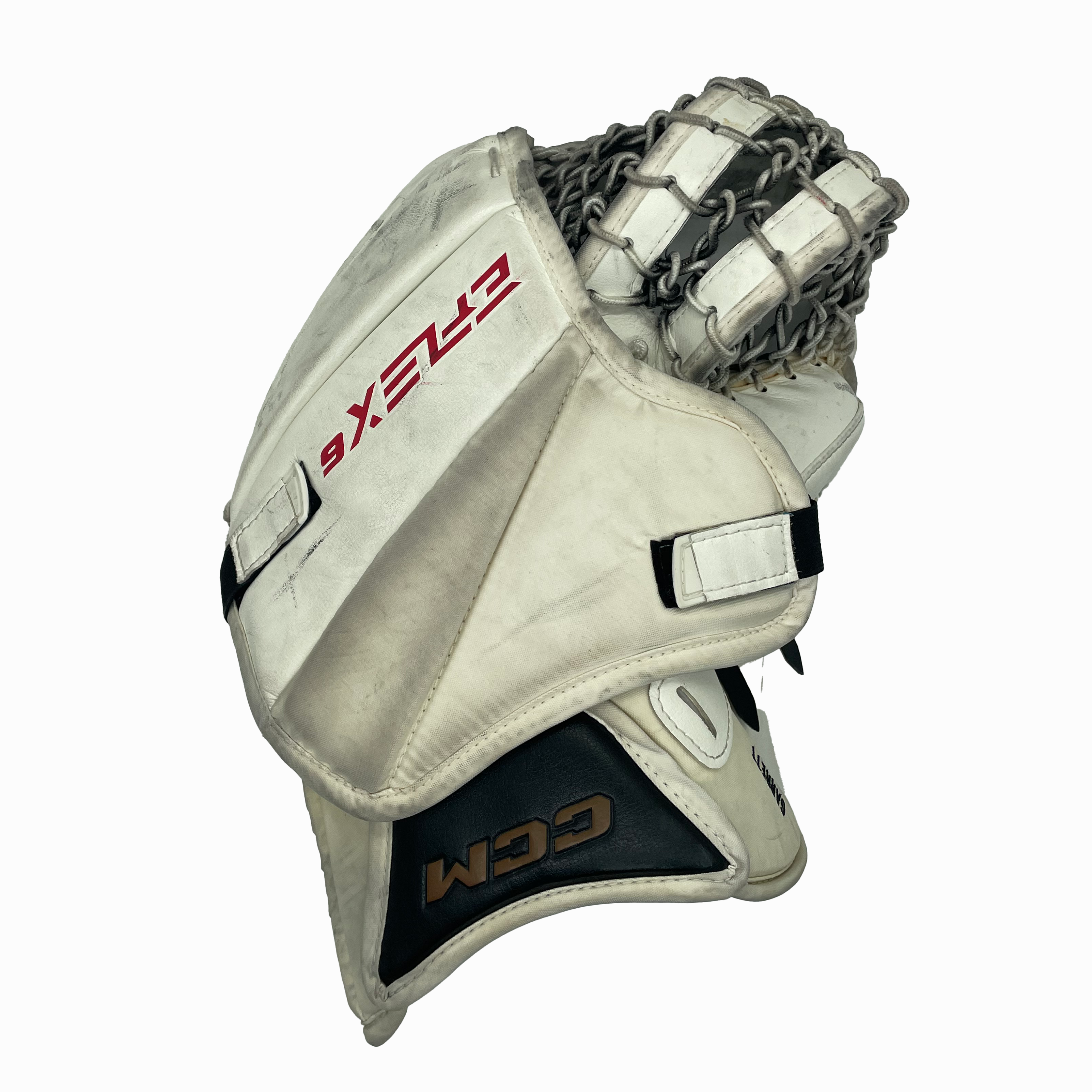 CCM Extreme Flex 6 - Gant de gardien de but Pro Stock d'occasion (blanc/cuivre)